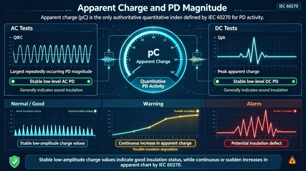 Apparent Charge and PD Magnitude